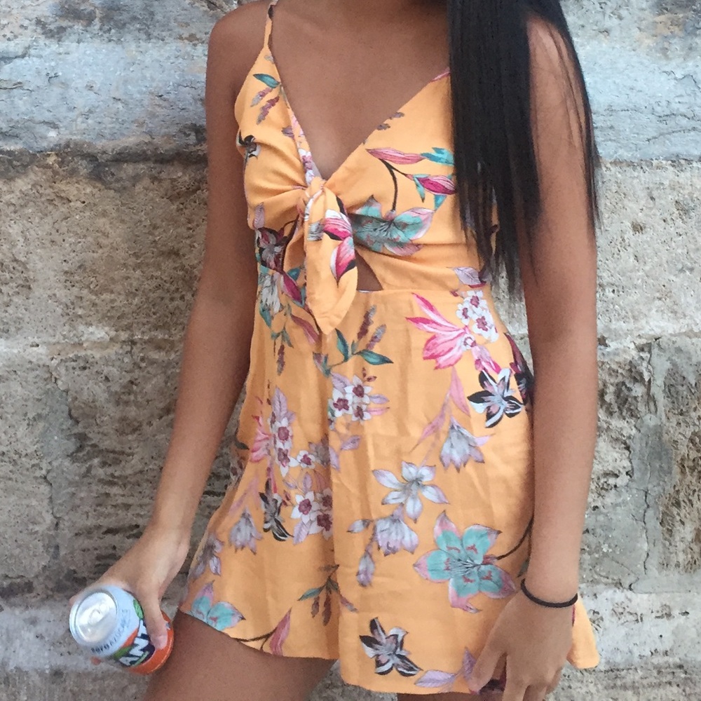 Yellow/orange floral romper
